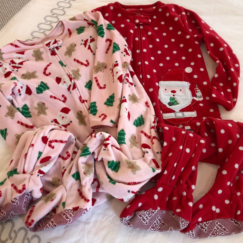CARTER’S Lot of 2 Christmas/Holiday Footed Pajamas
